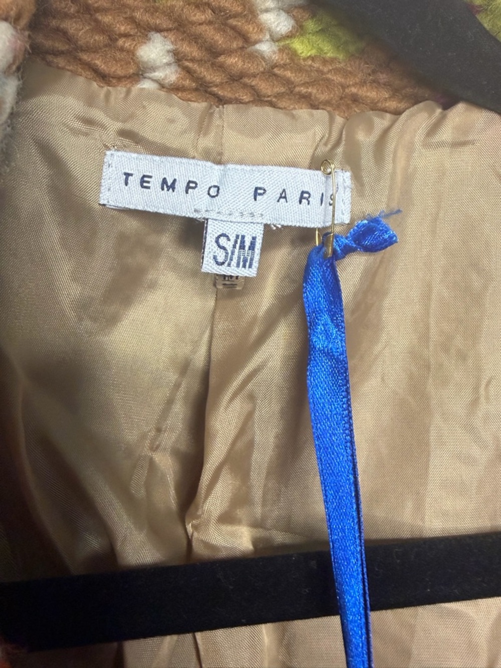 Tempo Paris Chunky‎ Knit Statement Coat Multicolor Boho Patchwork Jacket Sz S/M - Picture 4 of 14